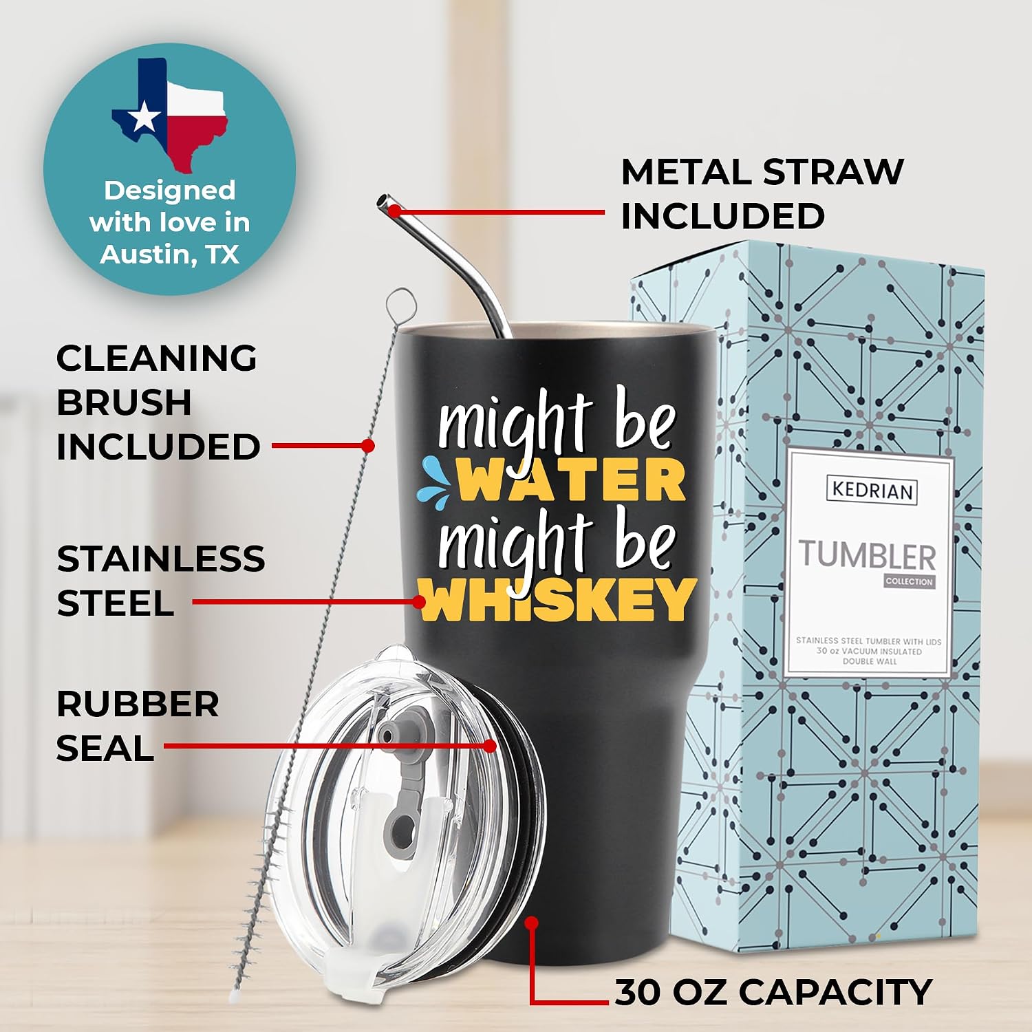 Funny Might Be Whiskey Tumbler 30oz, Fun and Unique Presents for Drinkers, Adult Humor Cups, Drinking Themed Gag Gifts, Ideal Present Picks for His Birthday, Father's Day, Christmas, Gift Ready image 5