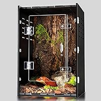 maiyuolg 8x8x12 PVC Reptile Terrarium for Crested Geckos, Snakes, Lizards - Light-Blocking Cave Habitat Enclosure