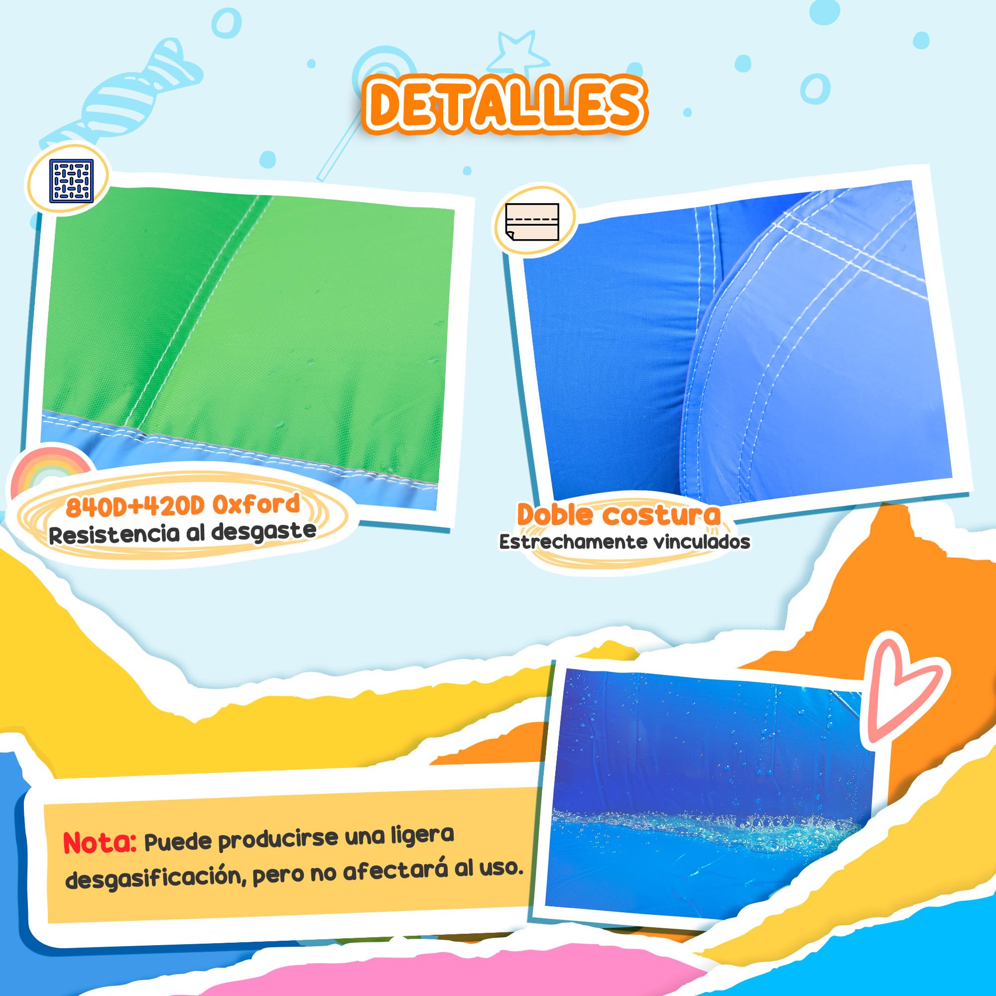 AIYAPLAY Castillo Hinchable con Soplador 5 en 1 Parque Acuático Hinchable para Niños con Tobogán Piscina Diana y Canasta para Exterior Interior 385x290x180 cm