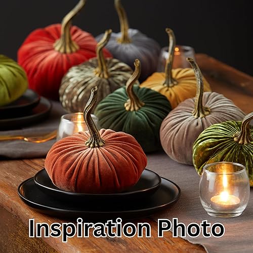 Miniatura 7 de Set of 3 Small Velvet Pumpkins, Handmade Home Decor, Holiday Mantle Decor, Fall Halloween Thanksgiving Centerpiece, Wedding Centerpiece Decor (Gray,