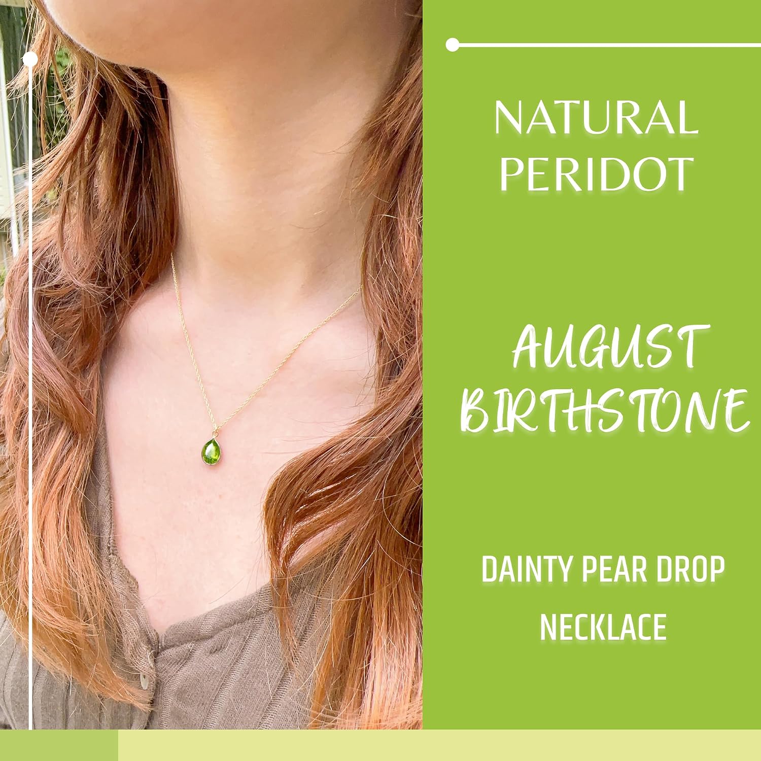 Peridot Necklace for Women, Premium Gold Pear Drop Necklaces for Women - Tarnish Free 18K Gold Vermeil Certified S925 Classic Necklace Gold Jewelry for Women - Mothers Day Gifts for Mom Wife