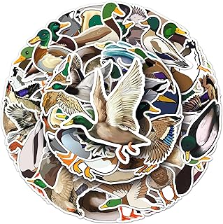 50 Pcs Mallard Stickers - Colorful Mallard Duck Designs, Premium PVC, Removable & Reusable, for Waterfowl Lovers (Mallards)