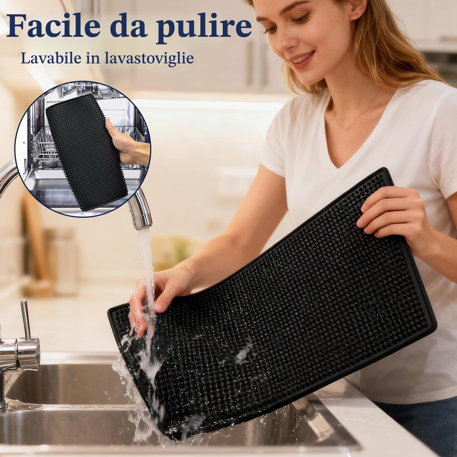 4 tappetini da bar per controsoffitto, 45 x 30 cm, in PVC, per asciugare il caffè, antiscivolo, impermeabile, durevole, per baristi, per la cucina, per animali domestici e caffè