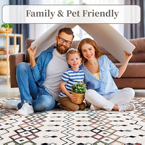 Miniatura 6 de FairOnly Alfombras de área lavables de 8 x 10 pies, bohemias, marroquíes, alfombras grandes para sala de estar, alfombras abstractas para