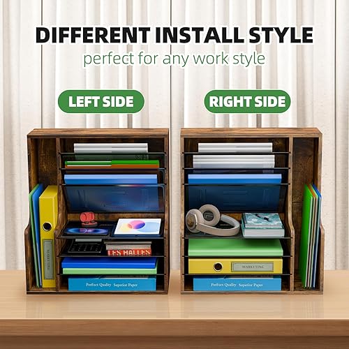 Miniatura 5 de Simple Trending Organizador de archivos de escritorio de 7 niveles, organizador de papel de madera con soporte de archivos ajustable, organizador de