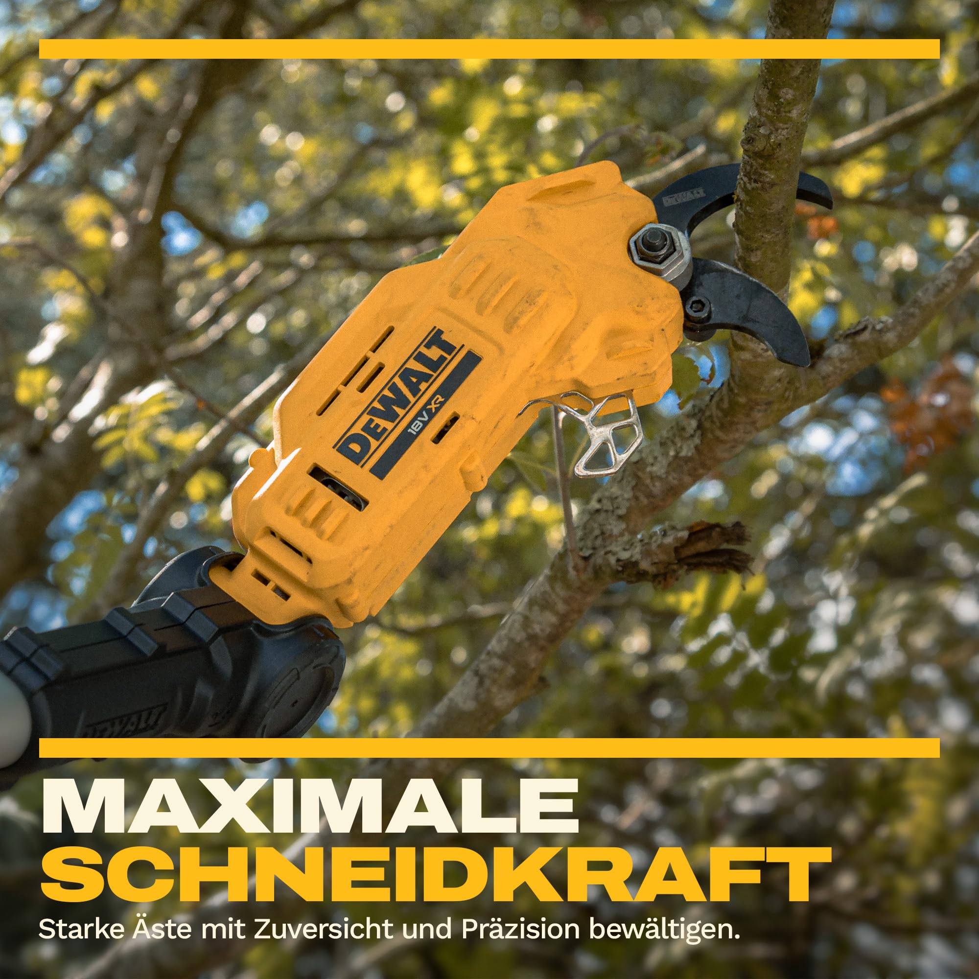 DEWALT 18V XR Professioneller Hochentaster; Leistungsstarkes, präzises Schneiden für hohe Äste, Nur Gerät, DCMPP569N-XJ