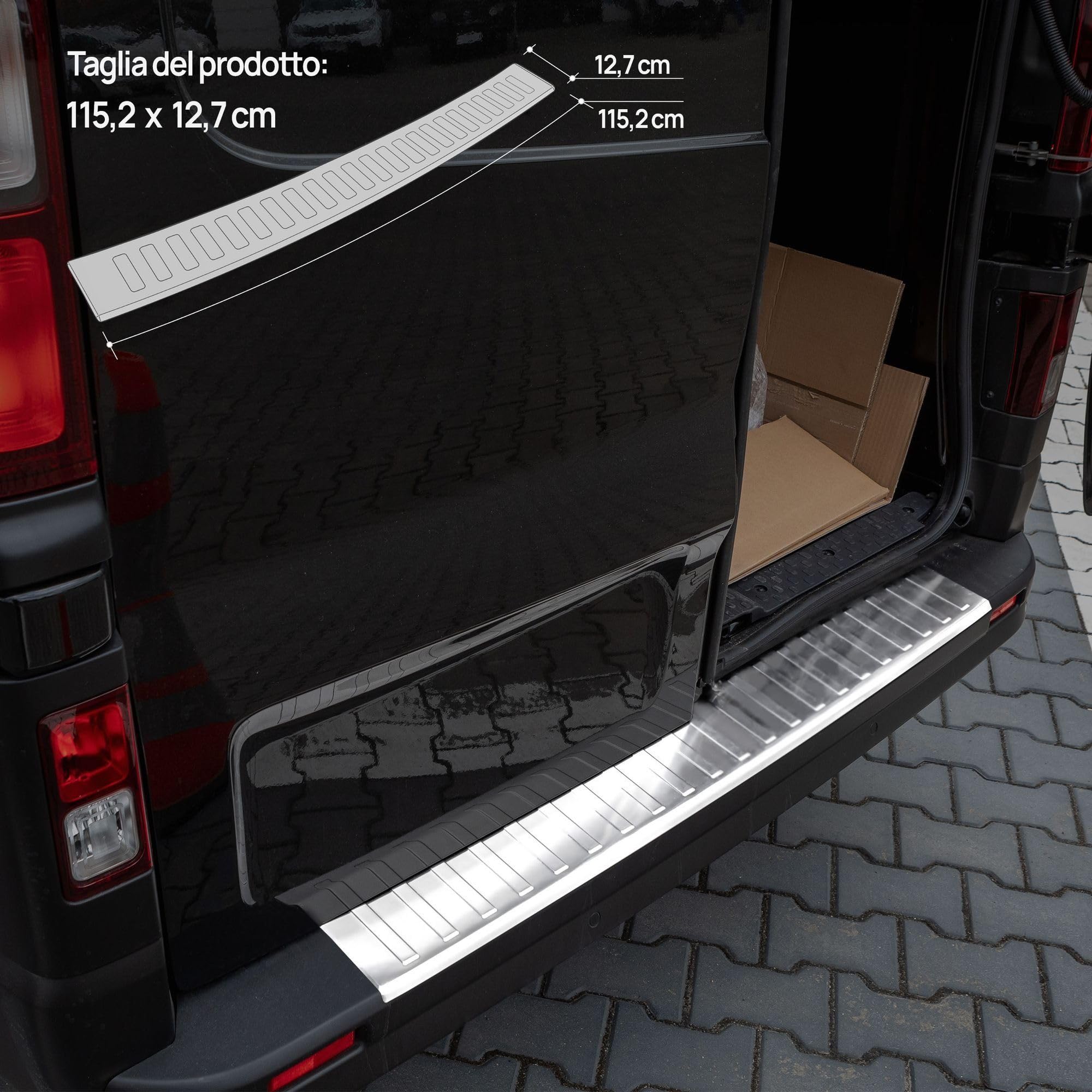 Avisa Protezione paraurti Posteriore in Acciaio Inox Cromato Compatibile con Volkswagen T-ROC 11/2017- 'Ribs