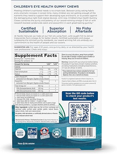 Miniatura 3 de Nordic Naturals Gomitas de salud ocular para niños, limonada de fresa, 30 gomitas para niños, 484 mg de Omega-3 DHA, luteína y zeaxantina, salud