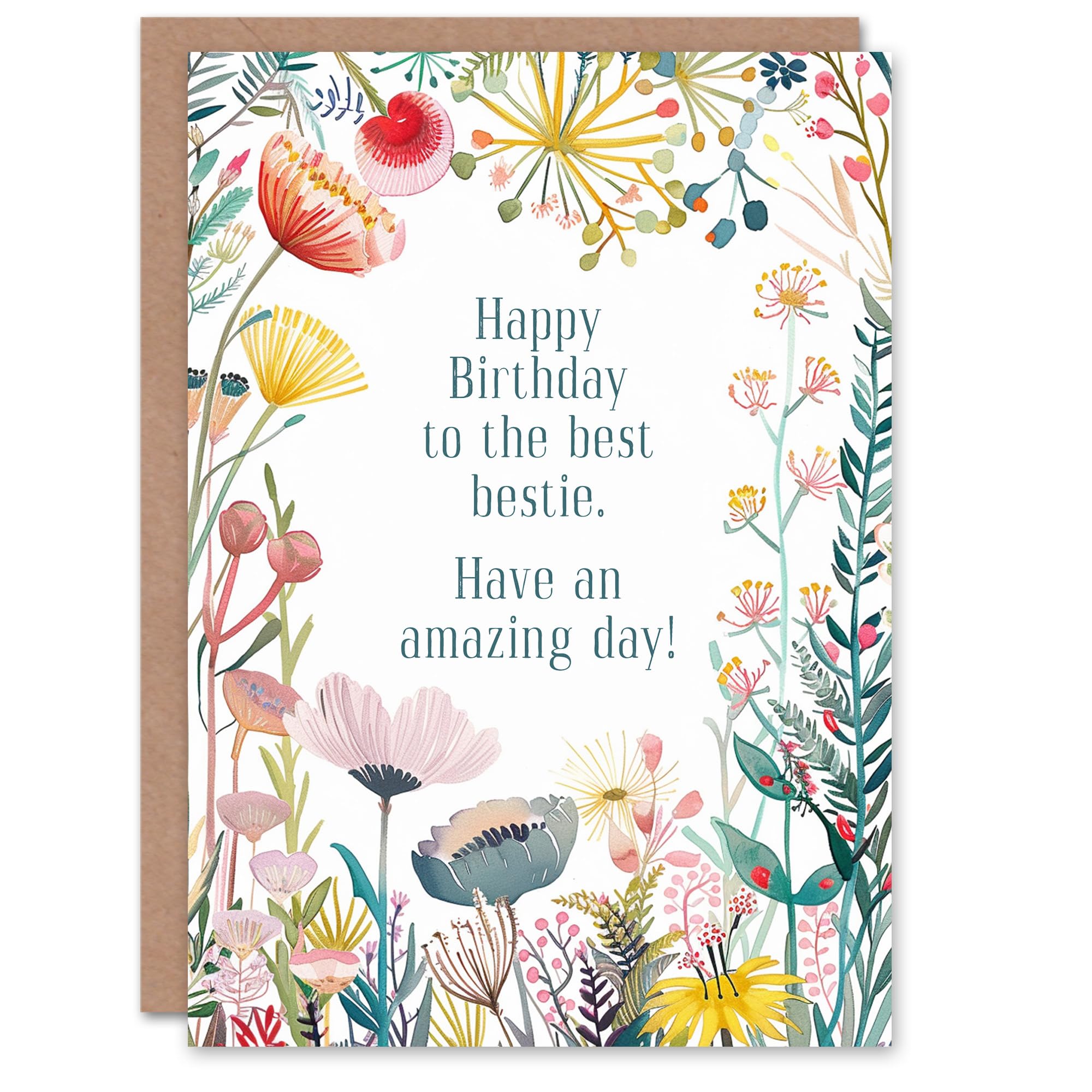 Artery8 Greeting Card Best Friend Bestie Amazing Day Floral Flowers For Her Woman Birthday Card