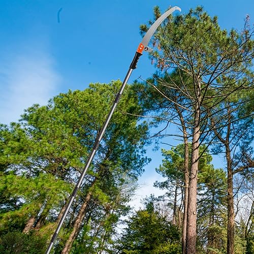 Miniatura 5 de Walensee Sierras de poste para poda de árboles de 7.7 pies, extensión manual ligera de acero inoxidable, sierra de poste alto con hoja para ramas de