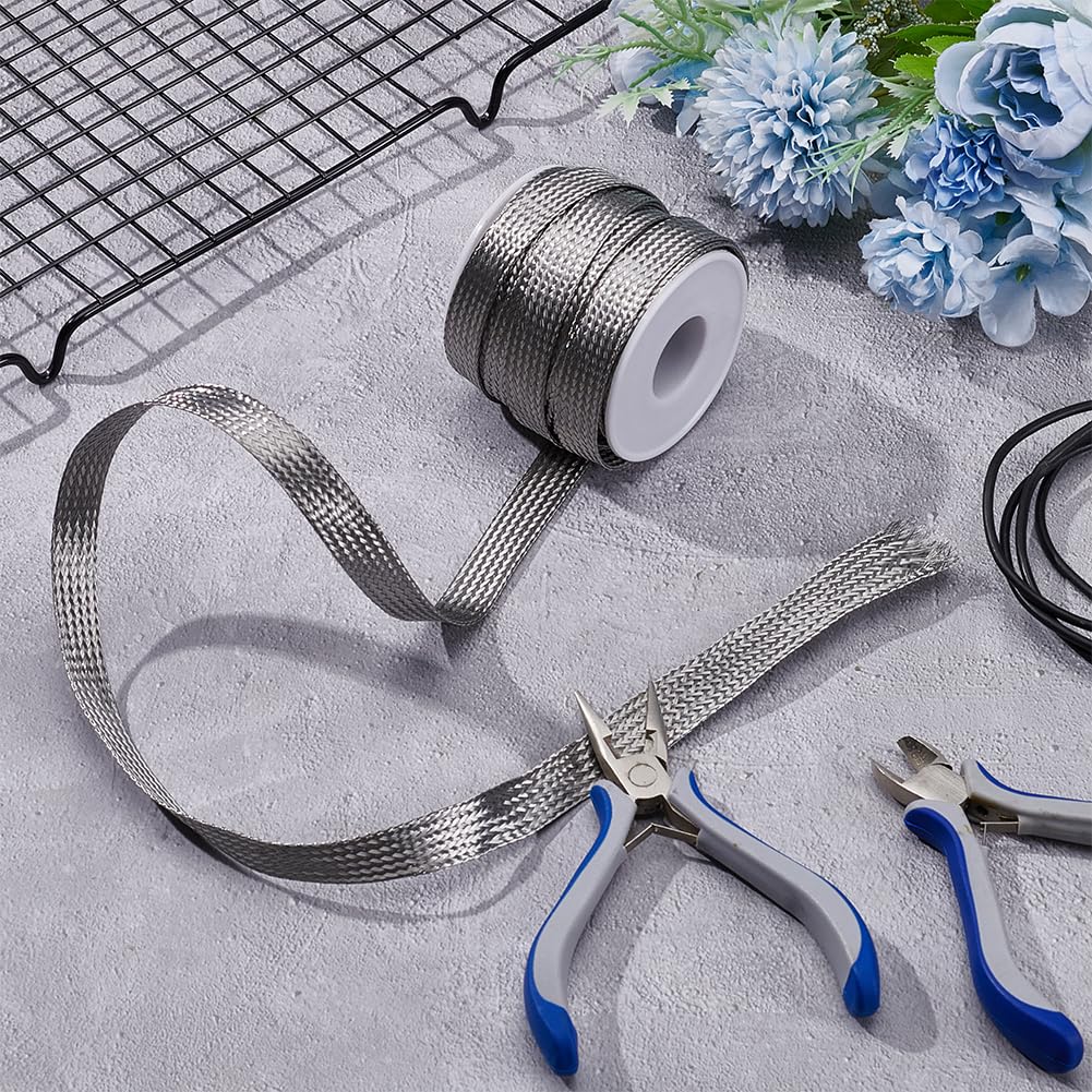 UNICRAFTALE Manicotto intrecciato largo 12 mm in acciaio inox per cavi schermatura, cinghie di protezione in rete metallica, flessibile, espandibile, scalabile, per proteggere il cavo, 6 m