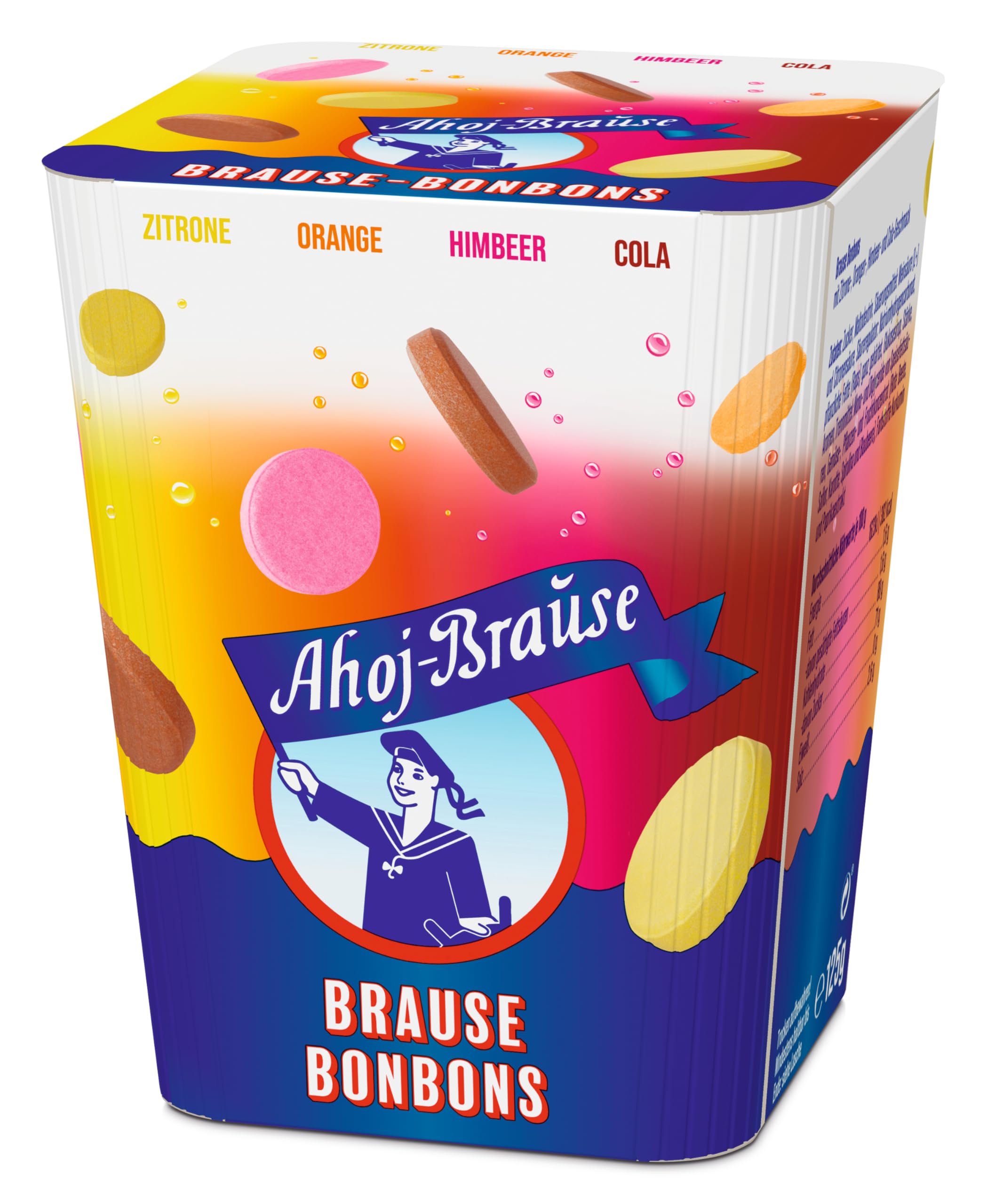 Frigeo Ahoj-Brause Bonbons – Frucht-Bonbons in vier prickelnden, süß-sauren Geschmacksrichtungen, Brause-Drops zum Lutschen mit Fruchtaroma, vegan, im Vorrats-Pack, 18 x 125 g (Packung mit 2)