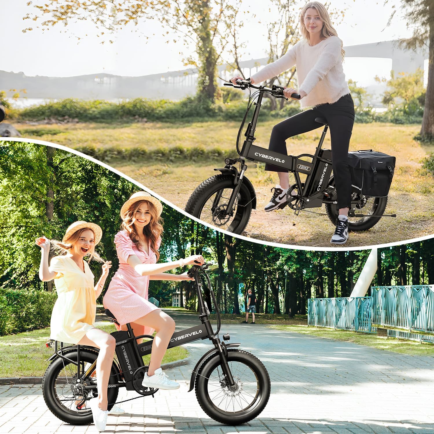 1000W Folding Electric Bike, 48V 20.8AH Large Removable Battery E-Bike, 30+MPH, 80 Miles Max Range, 20" Fat Tire Electric Bike for Adults, Adult Electric Bicycles Commute E-Bikes For Women/Men