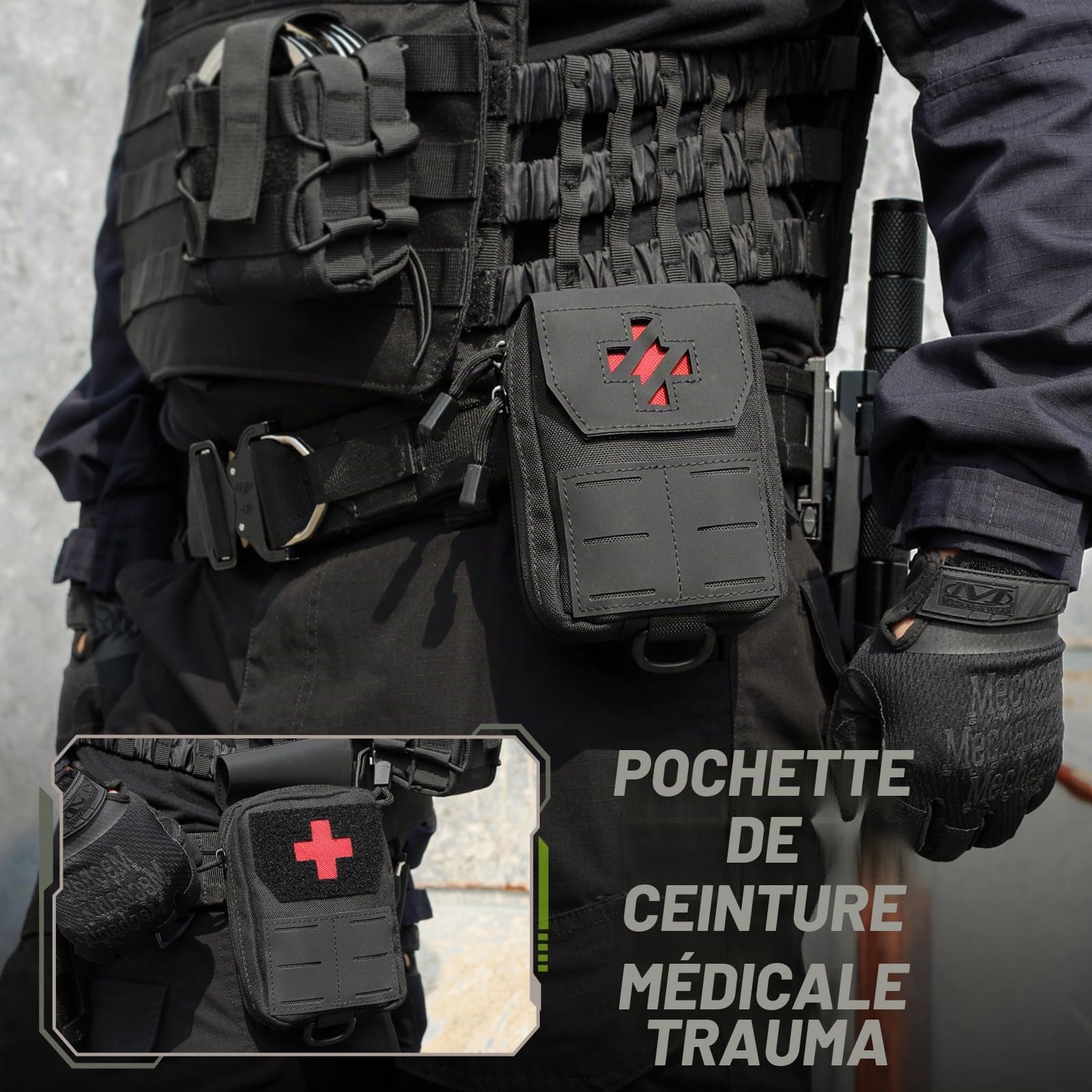 WYNEX Pochette de Premiers Secours Tactique Mini Sac de Secours Ifak Poche Molle de Survie Militaire Poche de Ceinture pour Premiers Soins Petite Pochette Médical(Vide)
