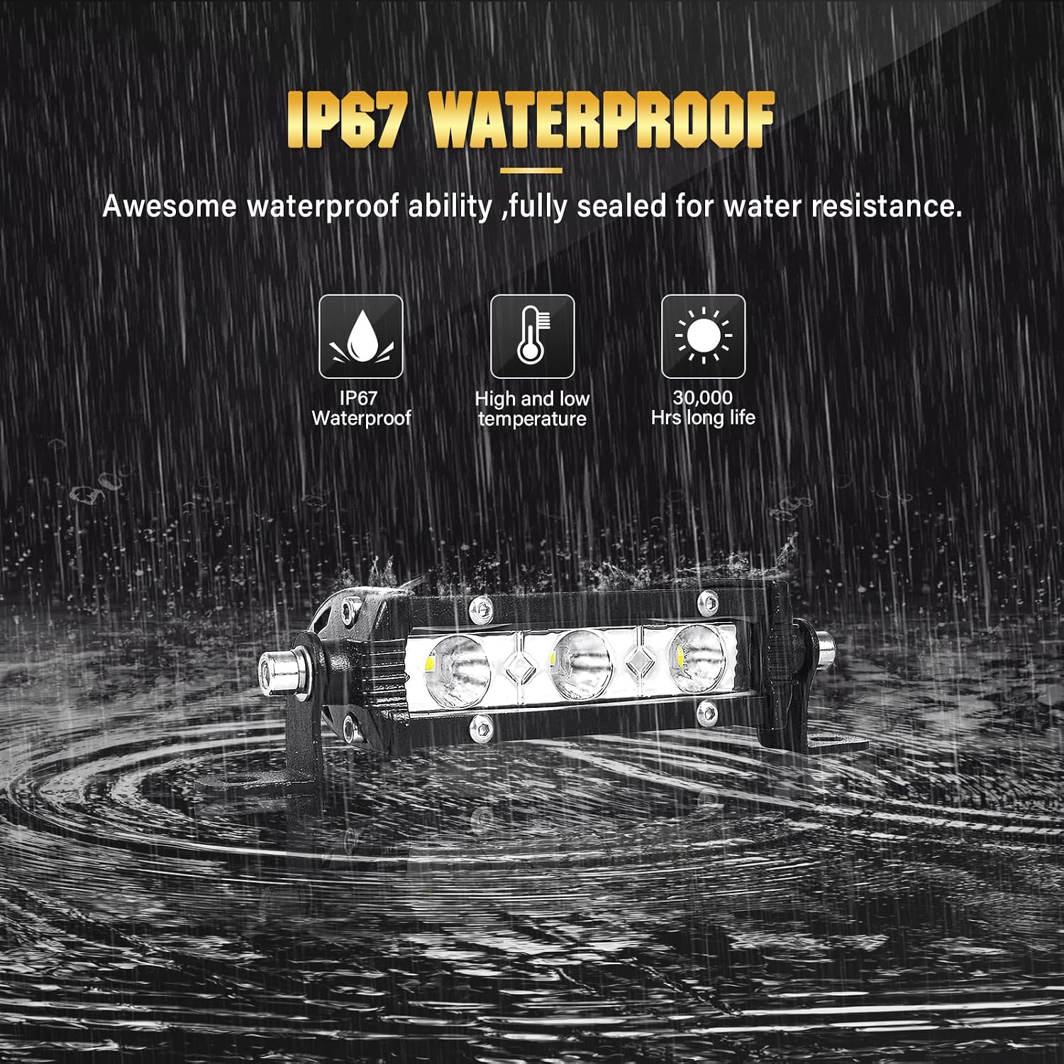 RIGIDON 2PCS 15W LED Light Bar 4Inch Slim Light Bar Single Row Waterproof LED Work Light Driving Boat Off Road Lights for ATV UTV Truck