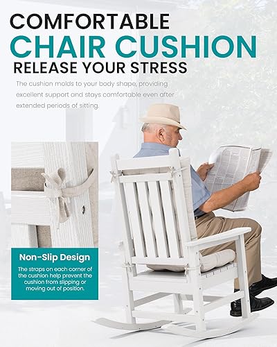 Vista 53 de SERWALL Mecedora de gran tamaño para exteriores, silla mecedora al aire libre de HDPE, azul