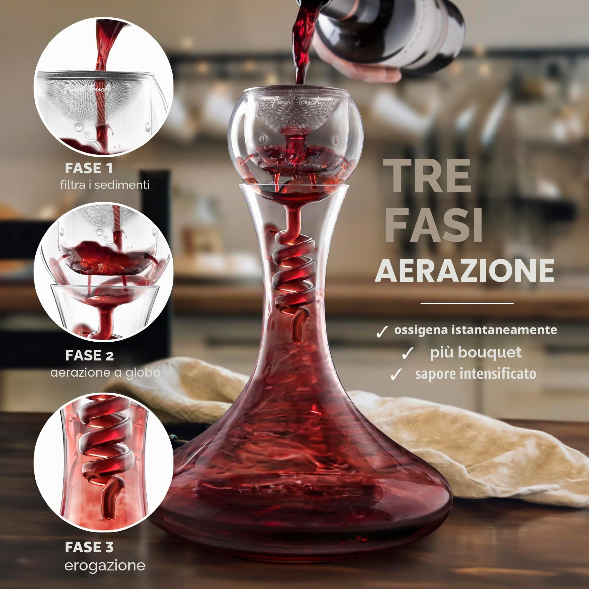 Final Touch Set di aeratore e decanter in vetro Twister (WDA919)