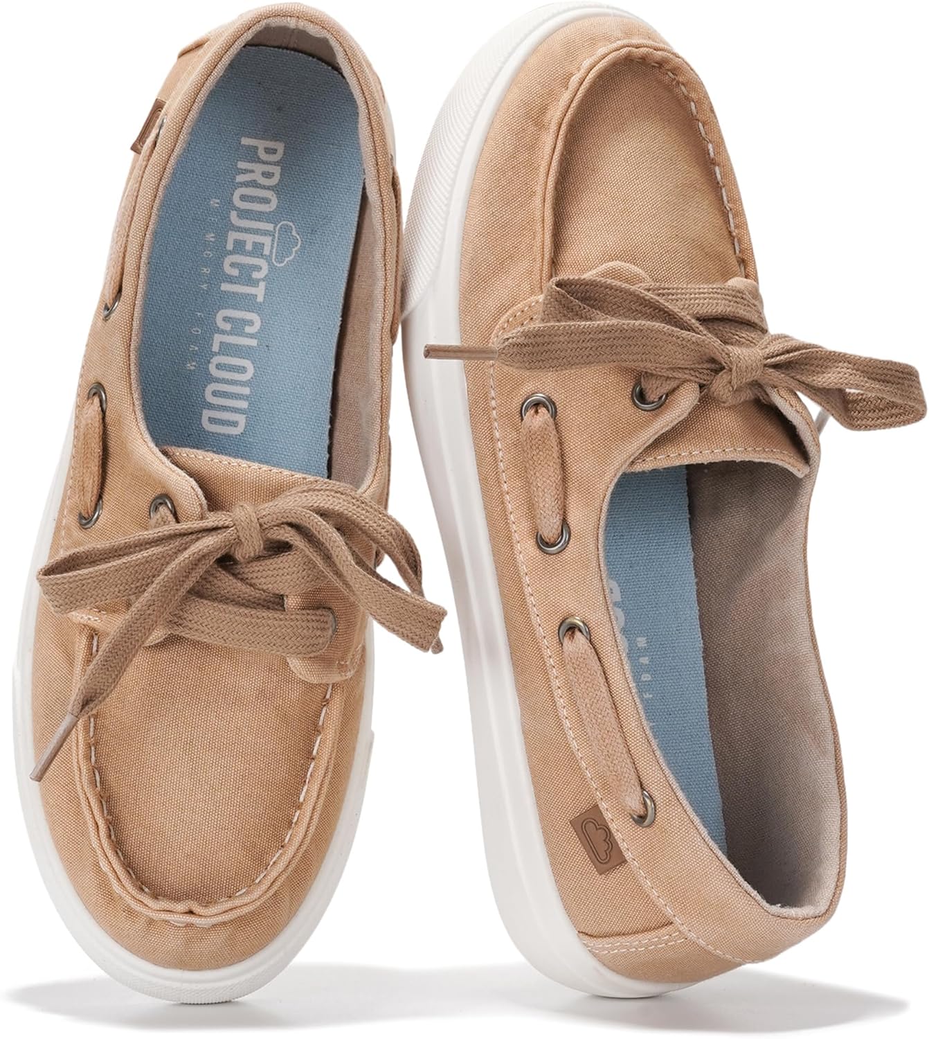 Project Cloud Sneakers for Women - Memory Foam Spring Shoes for Women Footwear - Slip-On Boat Shoes - Non Slip Fashion Sneakers - Lightweight Loafers (Seasalt, TAN, 10)