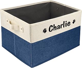 PET ARTIST - Cesta de juguetes para perros y accesorios para perros - Cesta plegable para juguetes para mascotas, abrigo para perros, color azul marino, talla M: 38 x 28 x 23 cm