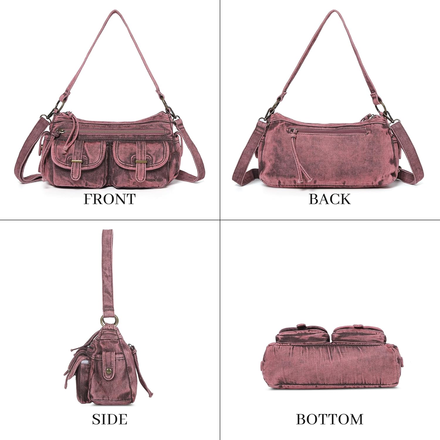 Angel Kiss Hobo Purses for Women Crossbody Shoulder Bag Ladies Multi Pocket Handbags with Adjustable Shoulder Strap | Soft Vegan Leather, Multipockets