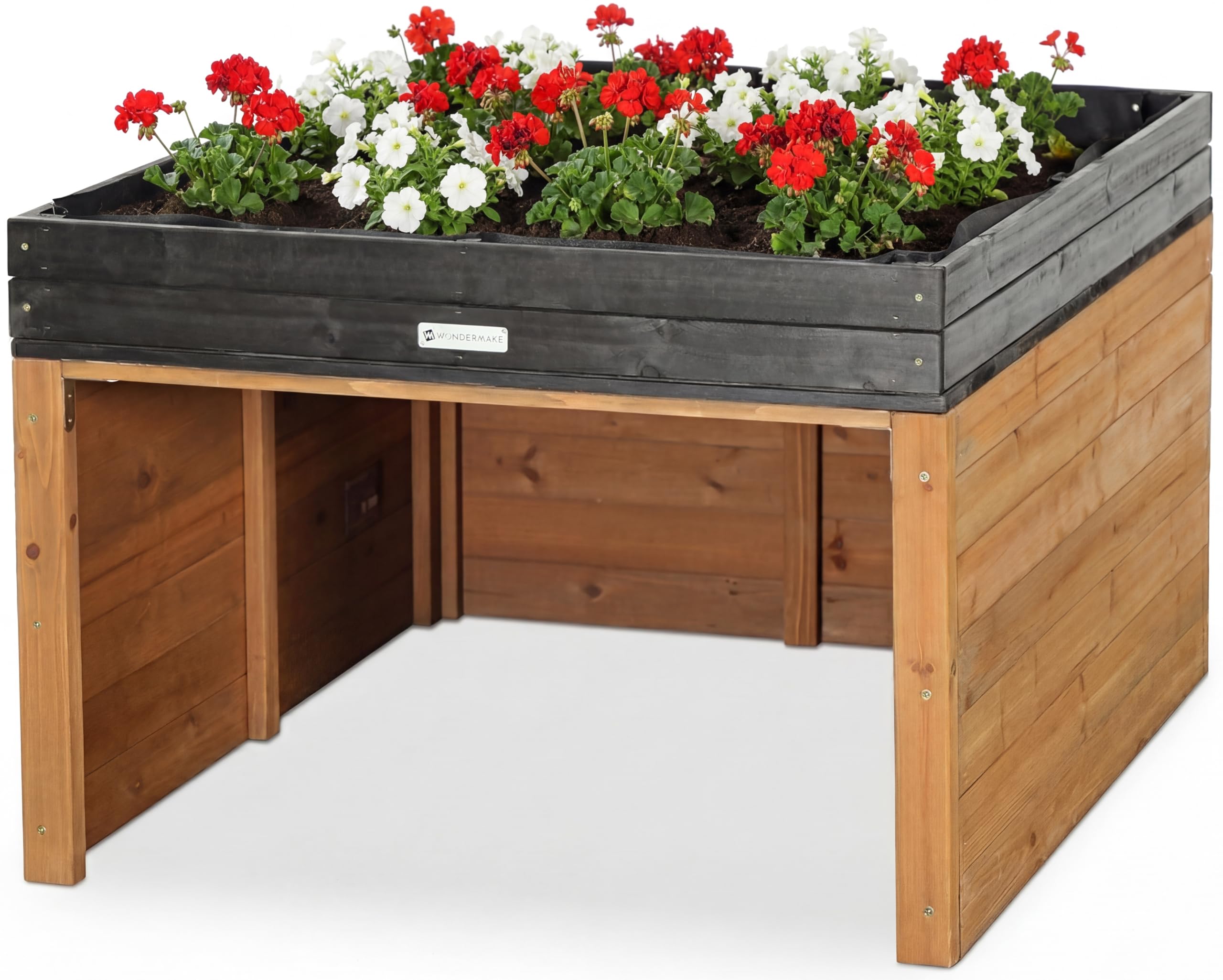 Grande Garage pour robot tondeuse de design XXL Universelle avec évacuation d'eau, maison en bois avec jardinière, abri pour robot tondeuse, carport, garage pour robot tondeuse à toit plat