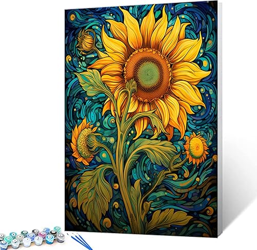 Miniatura 1 de Girasoles abstractos de pintura por números para adultos, flores de graffiti, pintura al óleo abstracta, pintura acrílica, kits de pintura