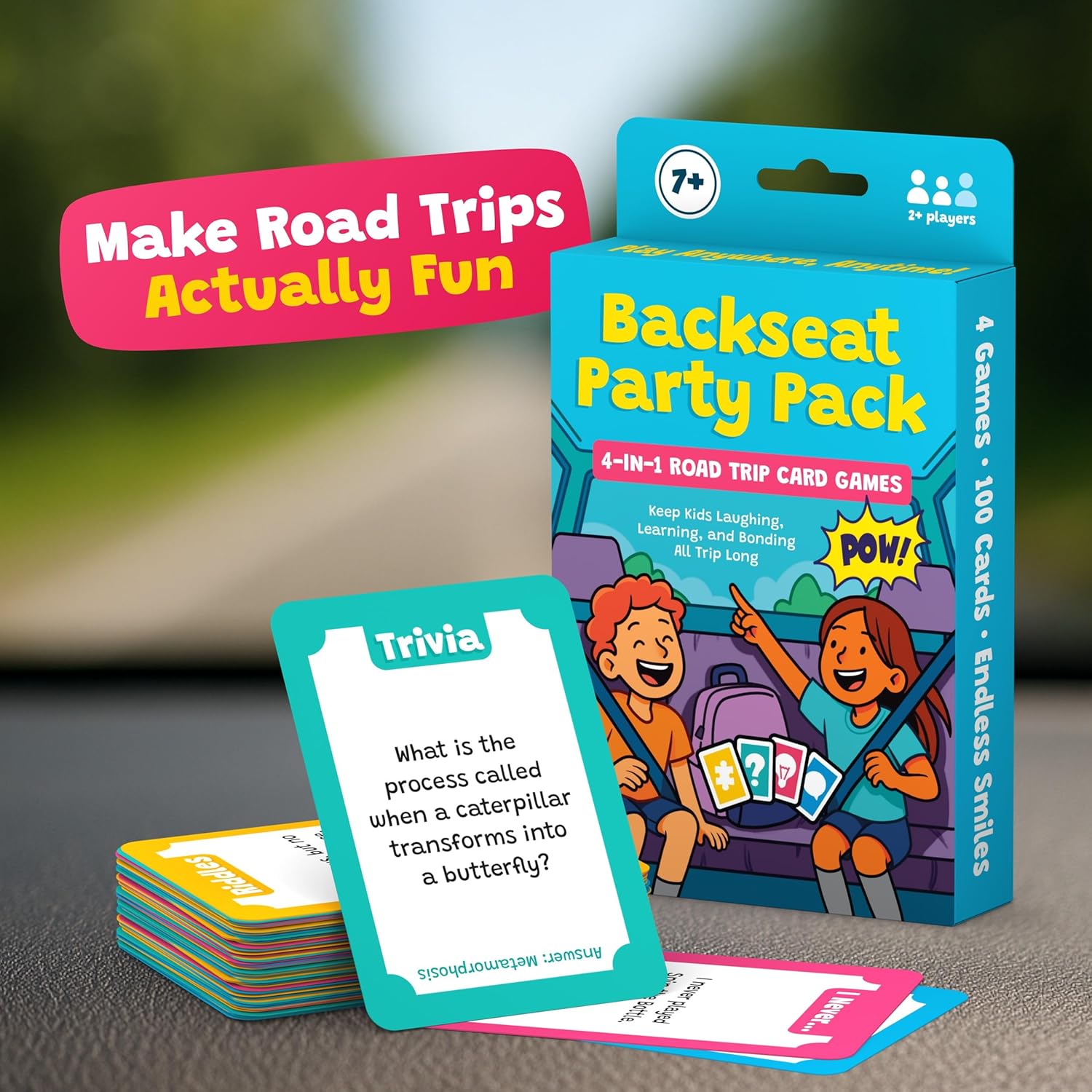 WELL BALANCED Road Trip Games for Kids Travel Essentials, Trivia, Riddles, Car Activities Must Haves for Ages 7+ - Image 2