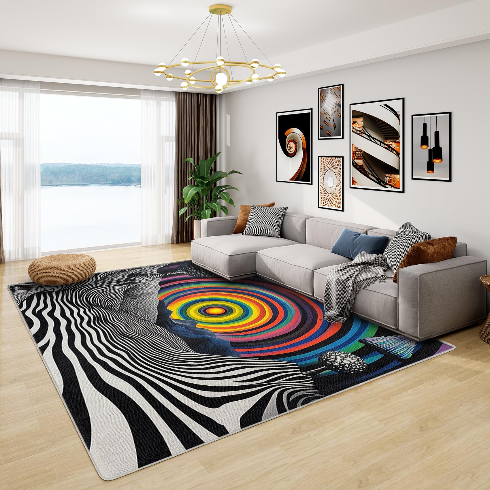 Optical Illusion Rug - Psychedelic Trippy Rug, Vortex Rugs for Living Room Bedroom, Washable Non Slip Soft Large Carpet, Patterned Area Rugs & Home Decor 160x230 cm