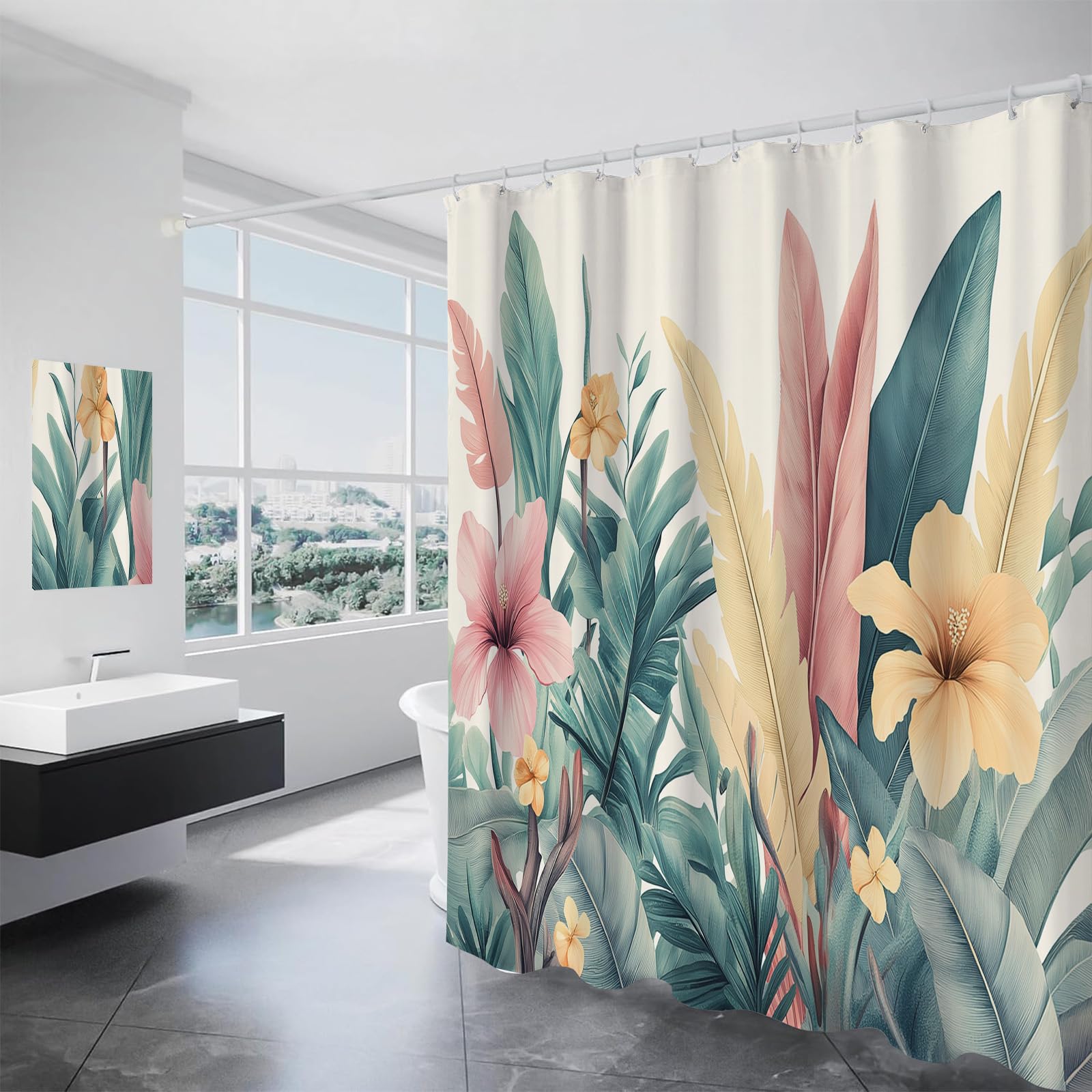 Rideau de douche imperméable 150x180 en polyester lavable anti-moisissure pour baignoire