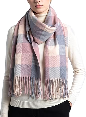 Achillea Scottish Tartan Plaid Shawl Wrap, Soft Cashmere Feel Winter Scarf