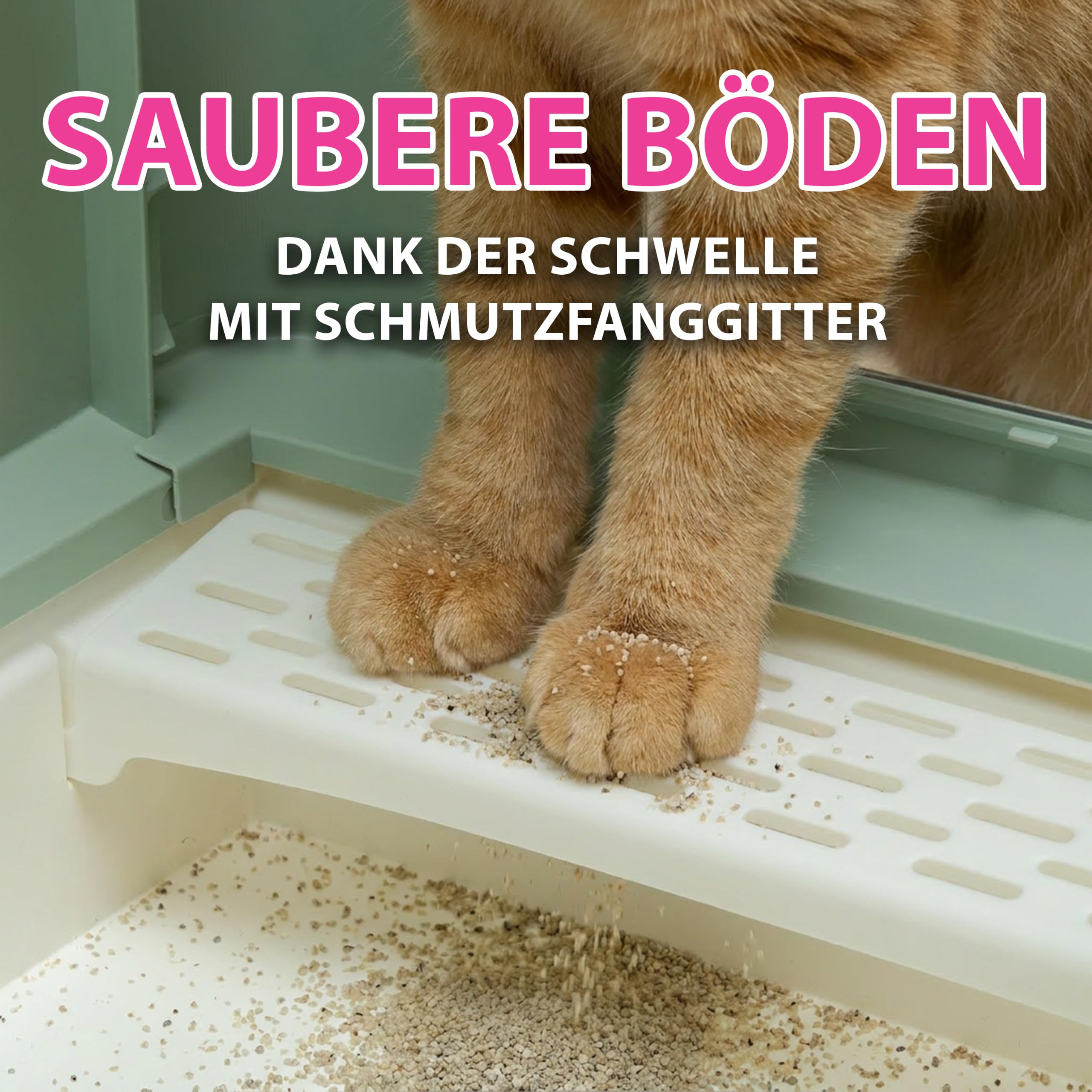 Ferplast Katzentoilette geruchshemmend, sauber & leicht zu reinigen, Grün | 2 Aktivkohlefilter gegen Gerüche, Streu-Auffanggitter, Schaufel und Reinigungsbürste inklusive