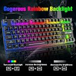 Membrane sans fil jeu clavier et ensemble de souris avec 87Key Sans-cœur-Black LED Feux de marche arrière, rechargeables 3800mAh Batterie,Anti-hébergement, Ergonomie, Étanche,RGB Mute Mice pour ordinateur PC Jeu Mac