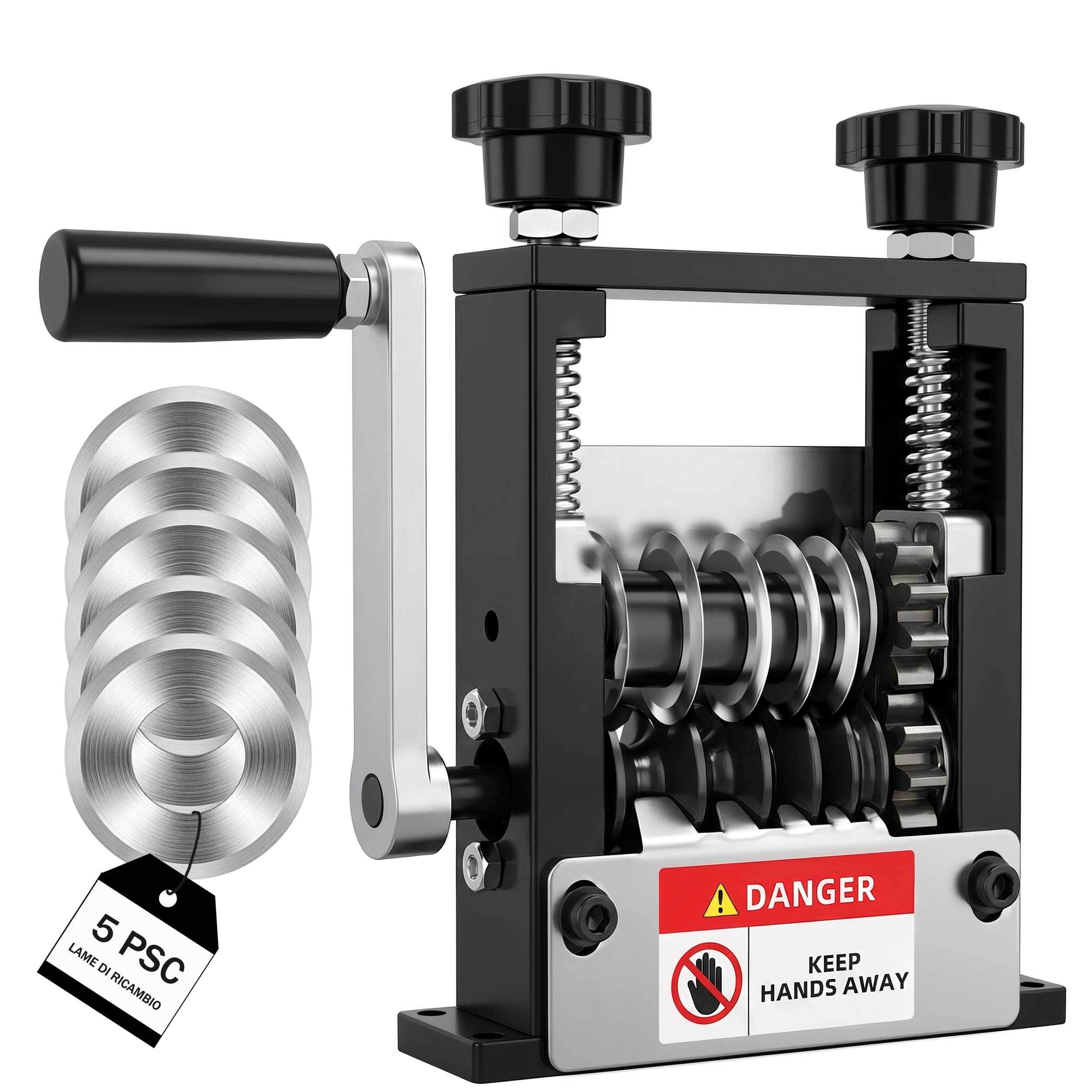 Spellafili Elettrici 3–17 mm, Macchina Spelafili per Rame con Manovella o Trapano, Spelacavi per Riciclo Fili Elettrici con 6 Canali e 5 Lame, Spelafili Professionale (Nero)