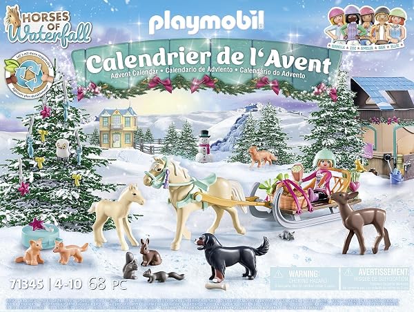 PLAYMOBIL 71345 Calendrier de l'Avent Équestre - Horses of Waterfall - La magie de Noël - 24 surprises à découvrir pour attendre Noël jouet avec décor pour enfants à partir de 4 ans - 4