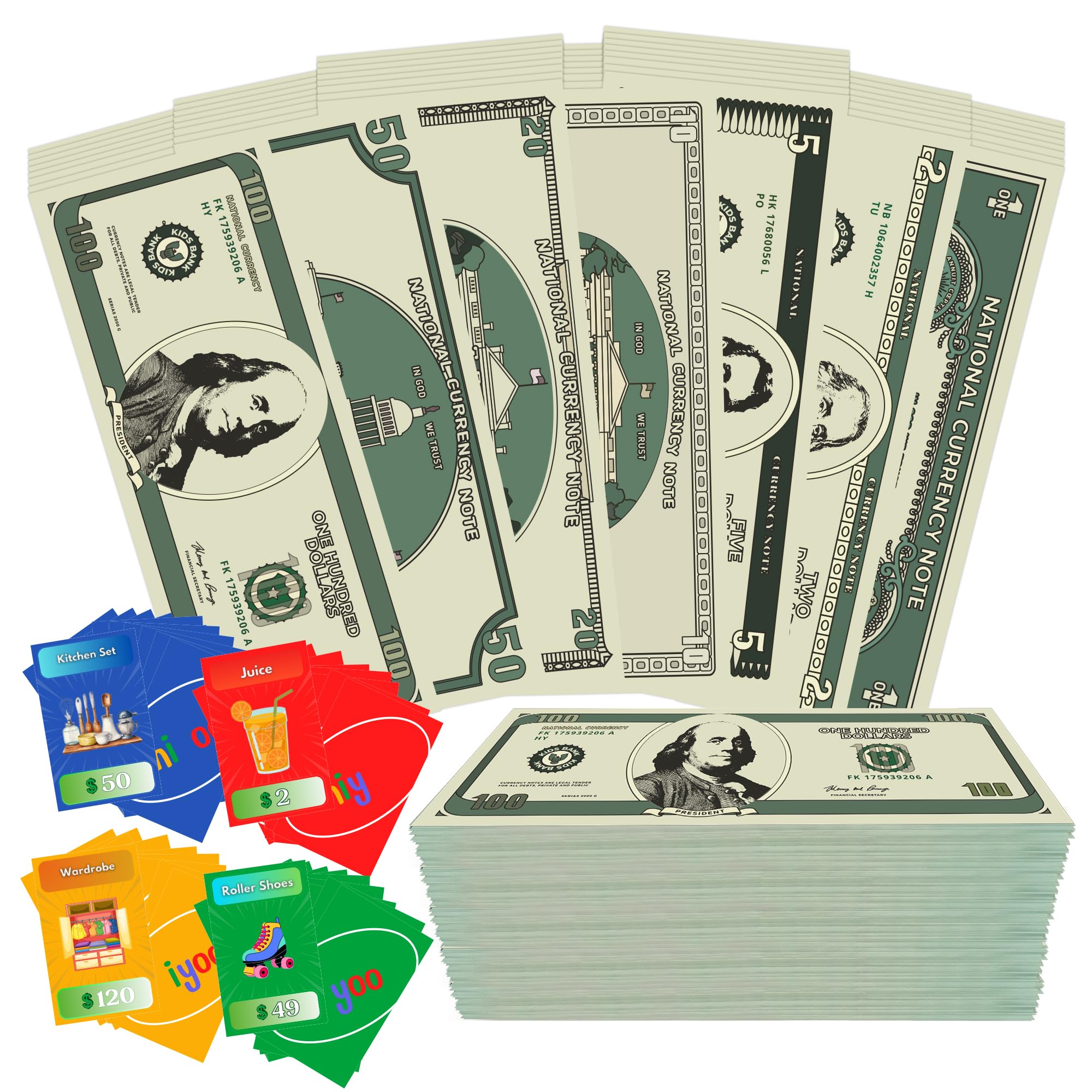 Pretend Money For Kids Realistic Play Money Set 385 Pcs