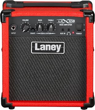 Laney LX10B-RED Bass Guitar Combo 10W 5 Inch Woofer, Red