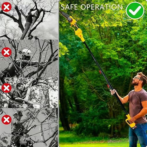 Miniatura 7 de Sierra de poste eléctrica inalámbrica 2 en 1 para poda de árboles, mini motosierra de 8 Incn alimentada por batería con 2 baterías de 42 V y