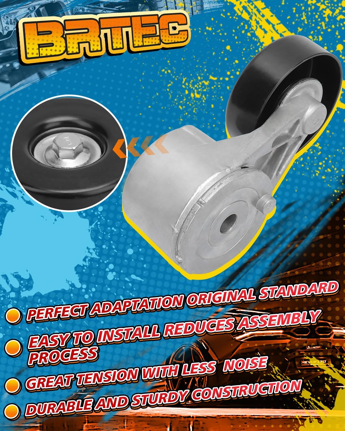 BRTEC 1662036010 Drive Belt Tensioner Pulley Assembly, Compatible for 2012-2017 Toyota Camry/ 2009-2018 RAV4/ 2011-2013 Sienna/ 2009-2015 Venza/ 2009-2019 Toyota Highlander