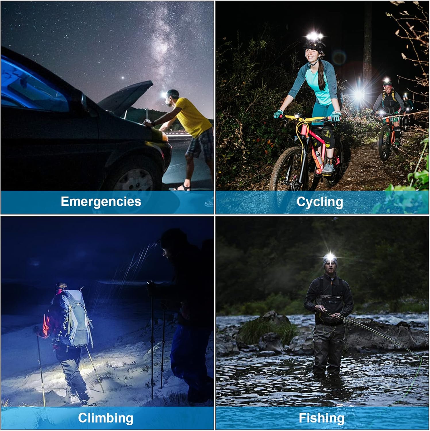 Headlamp Rechargeable, 4000 Lumen Headlamps for Adults, Super Bright LED Headlight Flashlight 6 Modes 160 Degree Adjustable Hardhat Headlamp