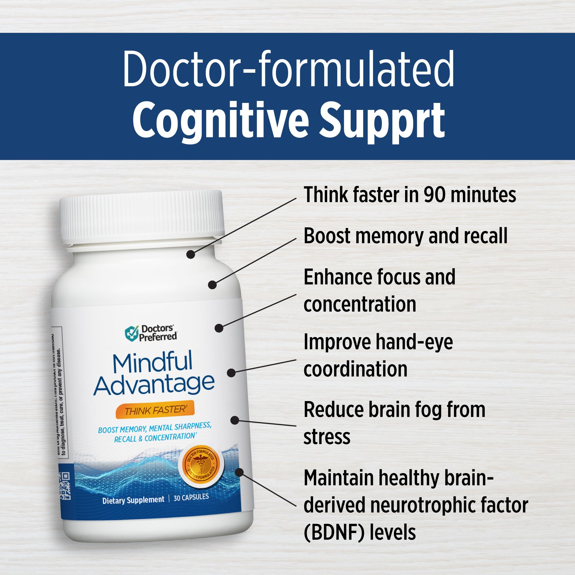DOCTORS' PREFERRED Mindful Advantage Brain Supplements, Memory, Focus, 30ct — Amazon image 2
