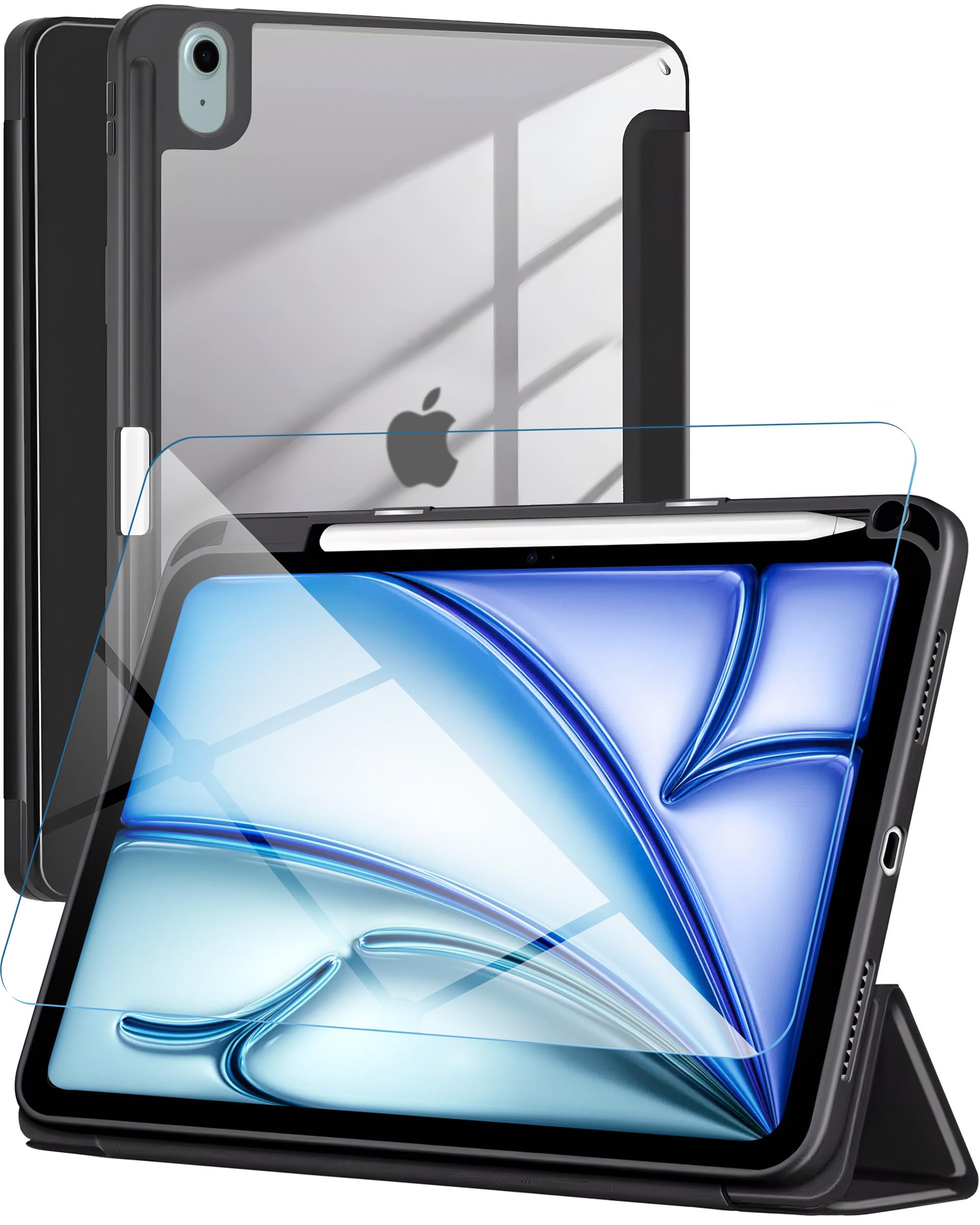eller santé® 2IN1 Combo Back Flip Stand Cover Case + Tempered Glass for iPad Air 13 inch (M2) 360 Degree Pencil Holder Free-Angle Viewing with Adjustable Stand Auto Wake/Sleep- Black (B0DCJJ6GXM) Amazon Price History, Amazon Price Tracker