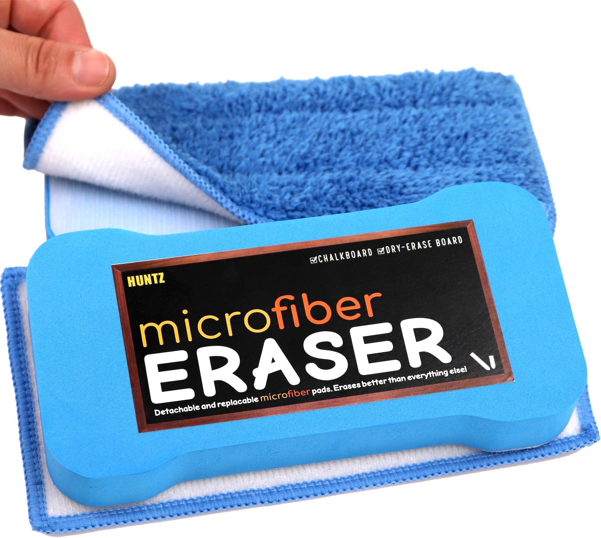 Huntz Chalkboard Eraser, Premium Quality Microfiber Eraser, 2-PACK (Washable & Reusable)
