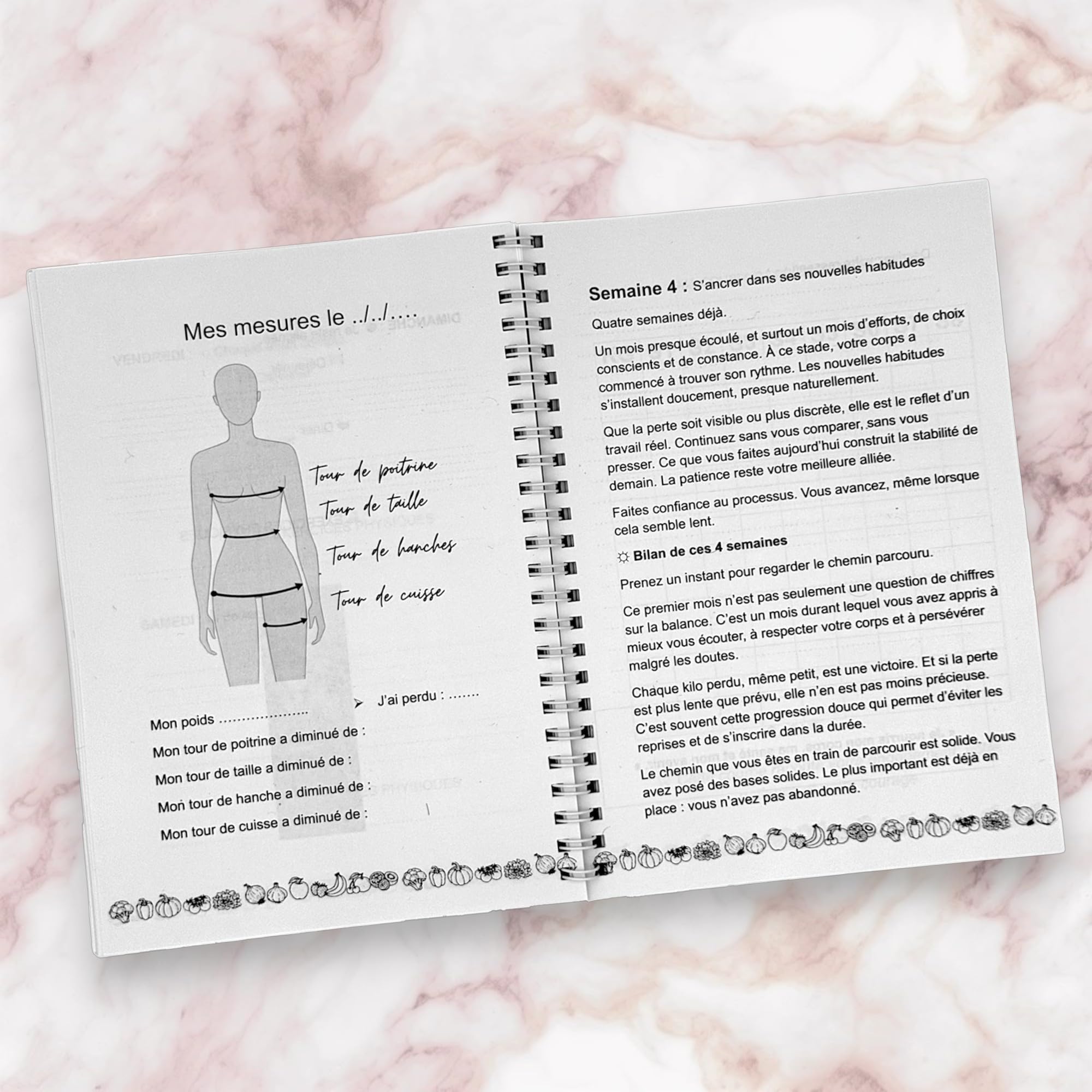 Générique Carnet minceur 8 semaines – Journal alimentaire avec suivi, menus, recettes et motivation