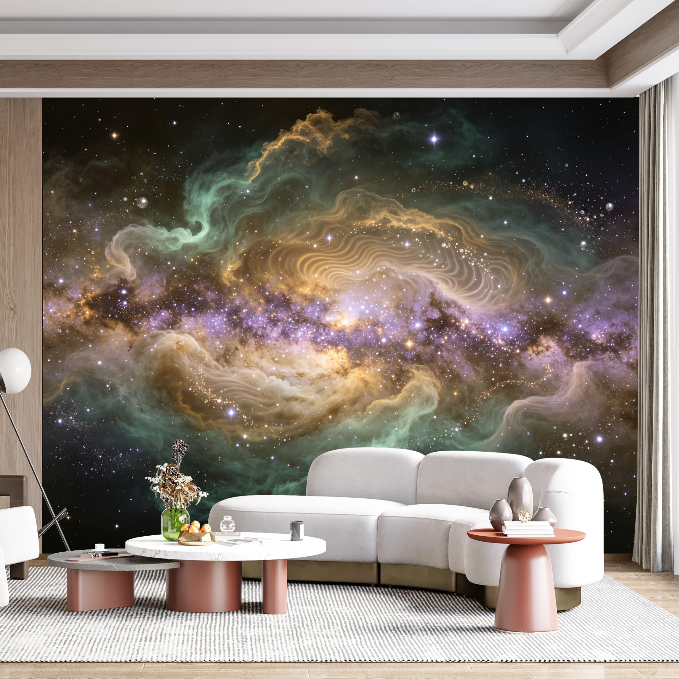 Custom Size Wall Mural Cosmic Nebula Starry Sky Abstract Geometric Painting SelfAdhesive Wall Fabric Removable for Home Office Decor
