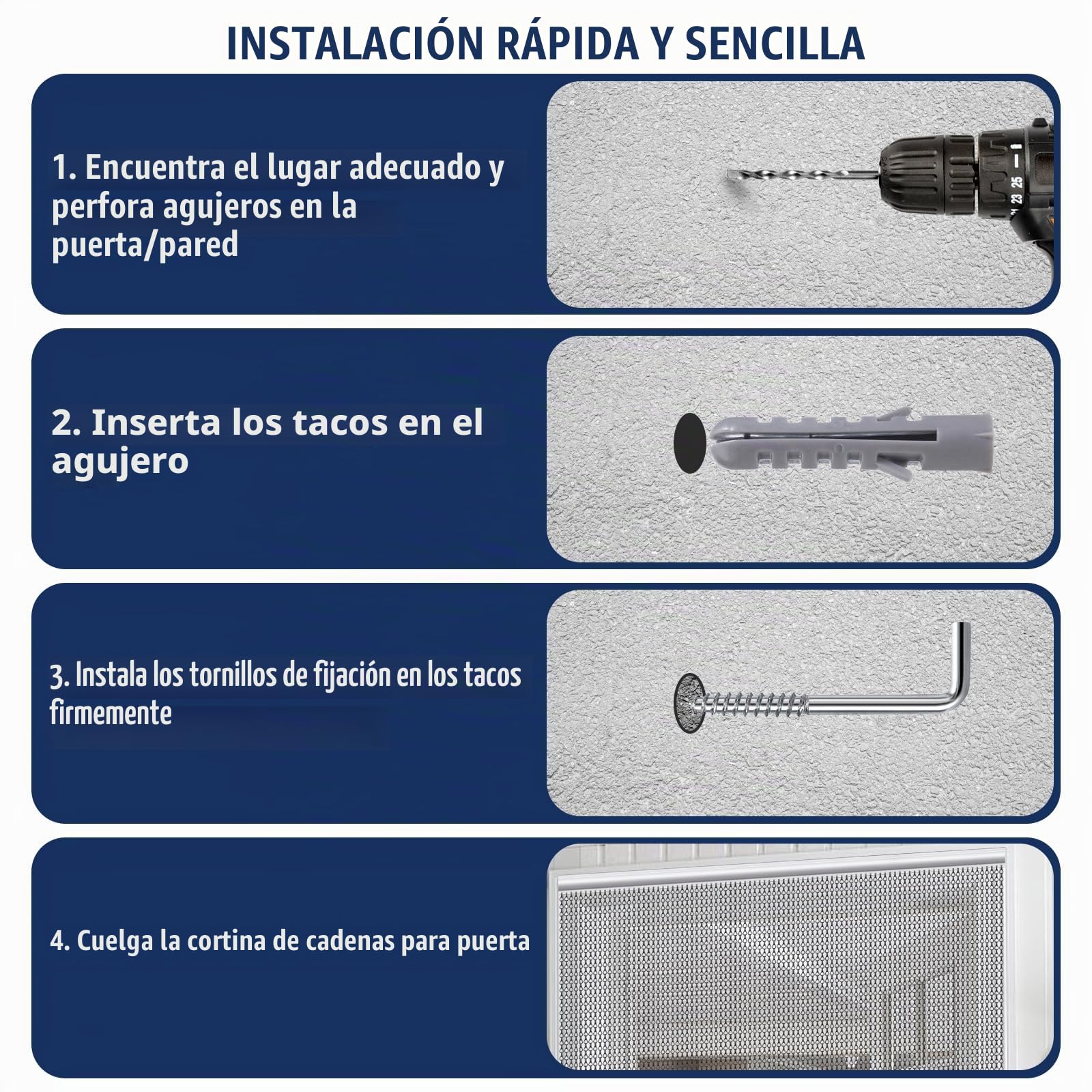 Cadenas mosquiteras para puertas, color negro, 80 x 200 cm, cadena de aluminio, mosquitera de metal, persianas para mantener fuera las moscas