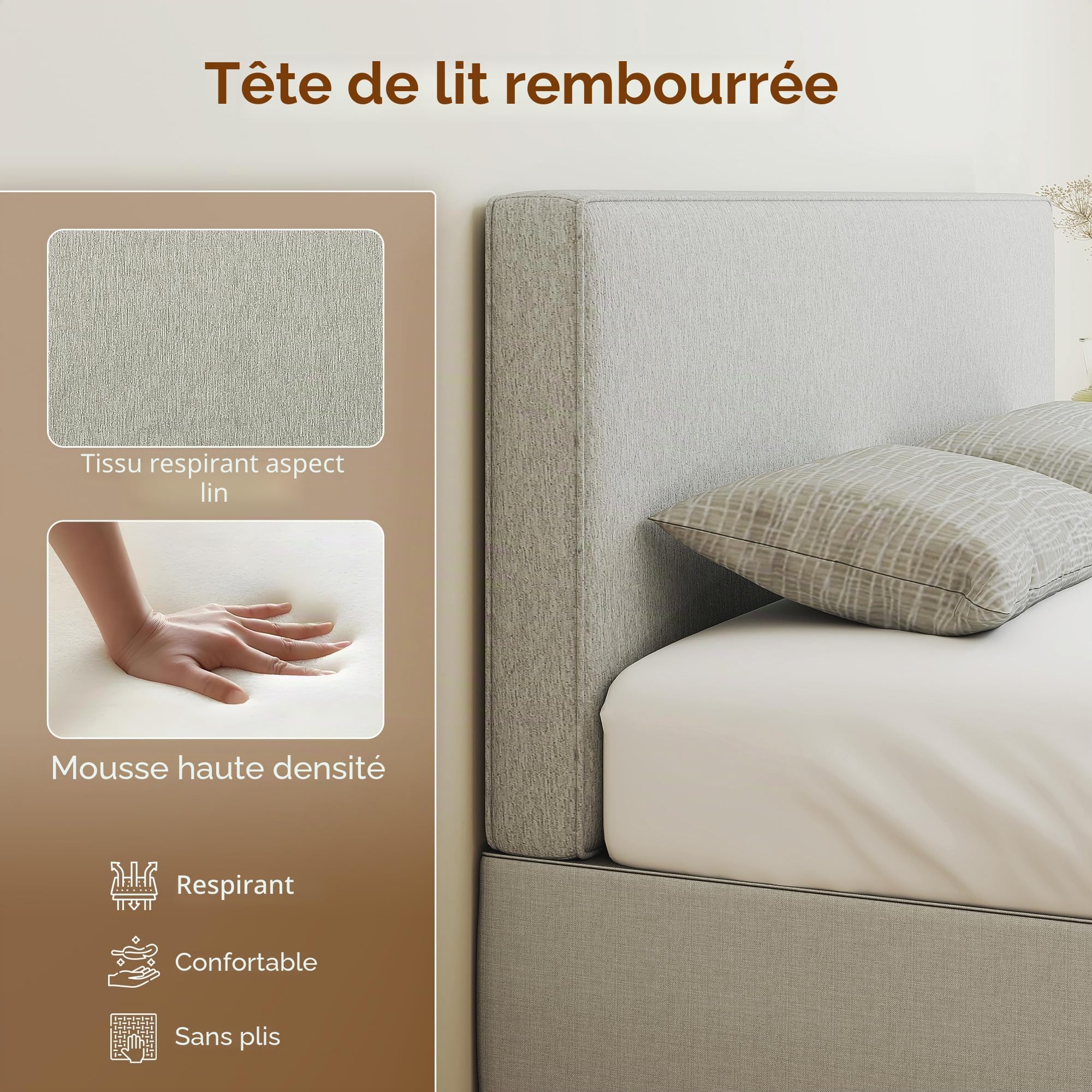 HOMCOM Tête de lit rembourrée Flottante 160x60 cm Blanc crème