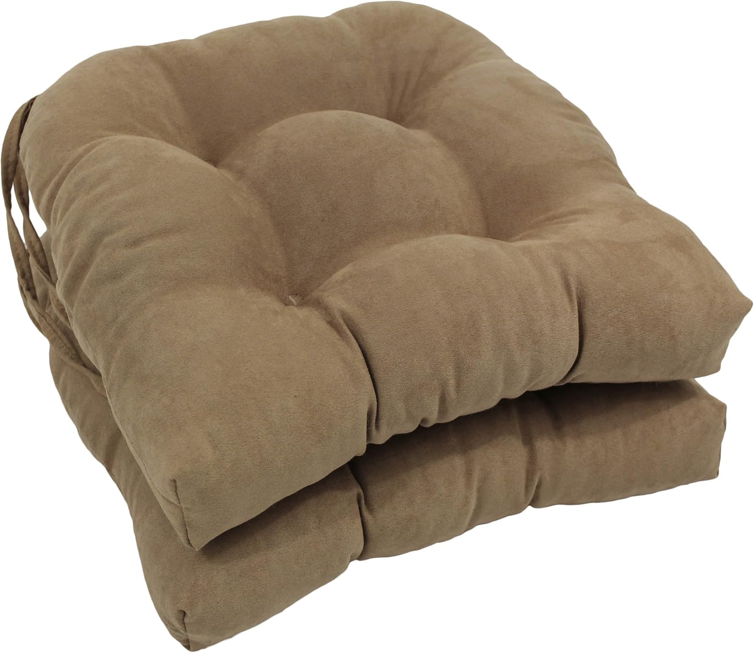 Blazing Needles 16-inch Microsuede Rounded Back Chair Cushion, 16 x 16, Java 2 Count