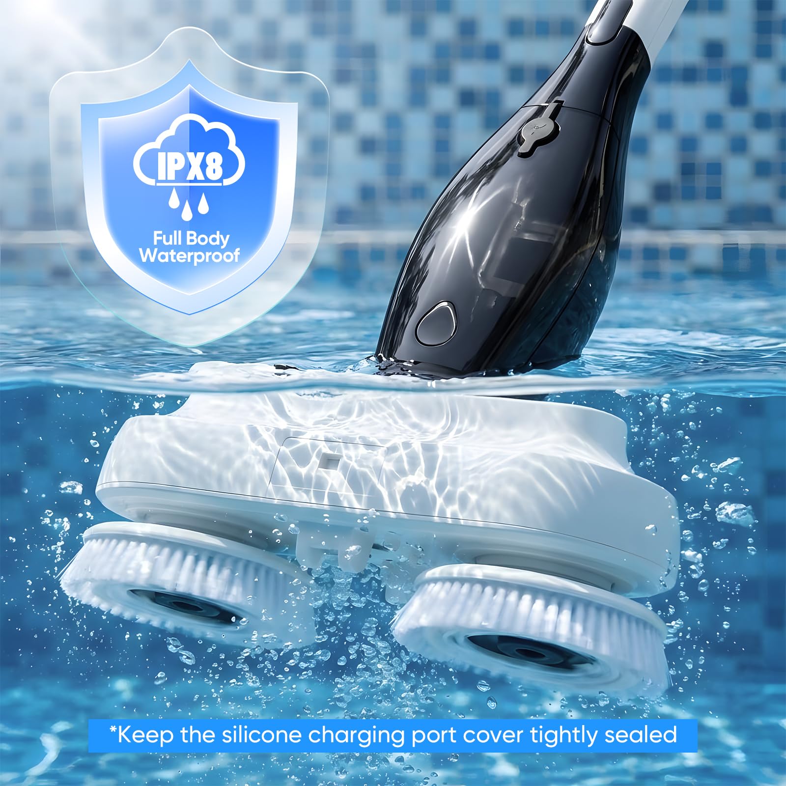 Lavapavimenti Elettrico, Lavapavimenti Senza Fili Con Funzione Spray Serbatoio Dell'acqua 800ML Batteria 4000Mah Design Doppia Spazzola Include 2 Spazzole Piatte 4 Panni Adatto Tutti I Tipi Pavimento