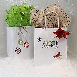 Prime Line Packaging White Paper Bags, Kraft Gift Bags with Handles for Small Business, Boutique, Retail, Shopping, Birthdays, Party Favors, Bulk, 8x4x10, 25 Pack