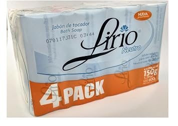 ( 4 PACK ) Lirio Neutral Soap, Jabon Neutro Lirio 150 g ea. / 5.29 oz Bath Soap for daily use, Jabon de Tocador